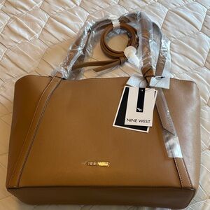 Nine West Camel/Tan Structured Leather Tote